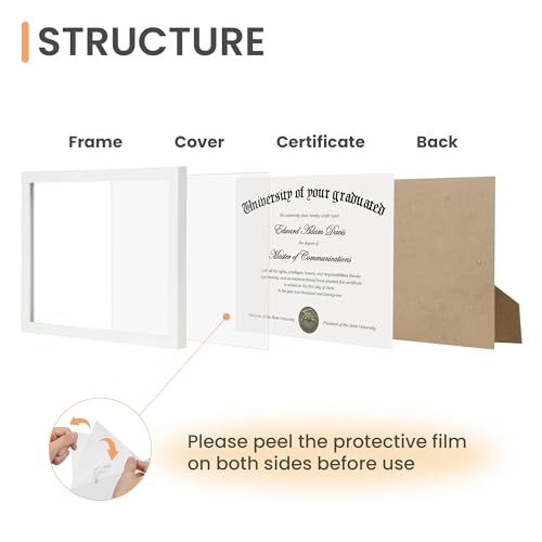 Image of upsimples Certificate Frame, 8.5 by 11 Diploma Frames, 1 Pack, White | Clear Plexiglass, 8.5x11 Document Degree Frames for Gallery Wall and Tabletop, Graduation Gift