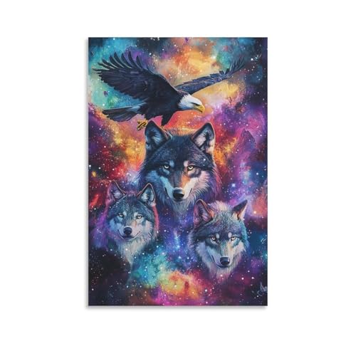 Impression giclée sur toile loup | Décoration murale moderne salon 50x75 cm