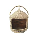 Cat Bed Basket,Woven Cat House, Rattan Cat Cave Basket,Large Size Cat Home, African Handmade Basket for Cat Bed (Small)
