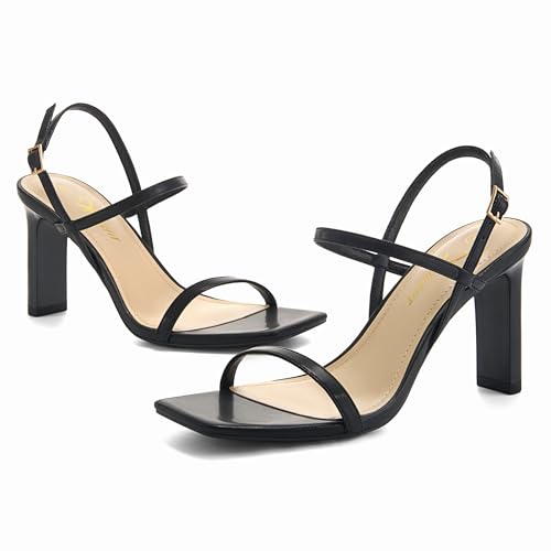 Athlefit Women's Strappy High Heels Square Open Toe Heeled Sandals Ankle Strap Dressy Wedding Party Shoes4