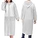 Rain Ponchos for Women Men Adults (2 Pack) Reusable Portable Rain Coat Jacket White
