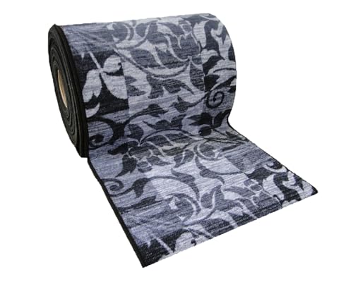 Exma Alfombra pasillera por Metros - Flor Ramas Gris Negro 715SP40