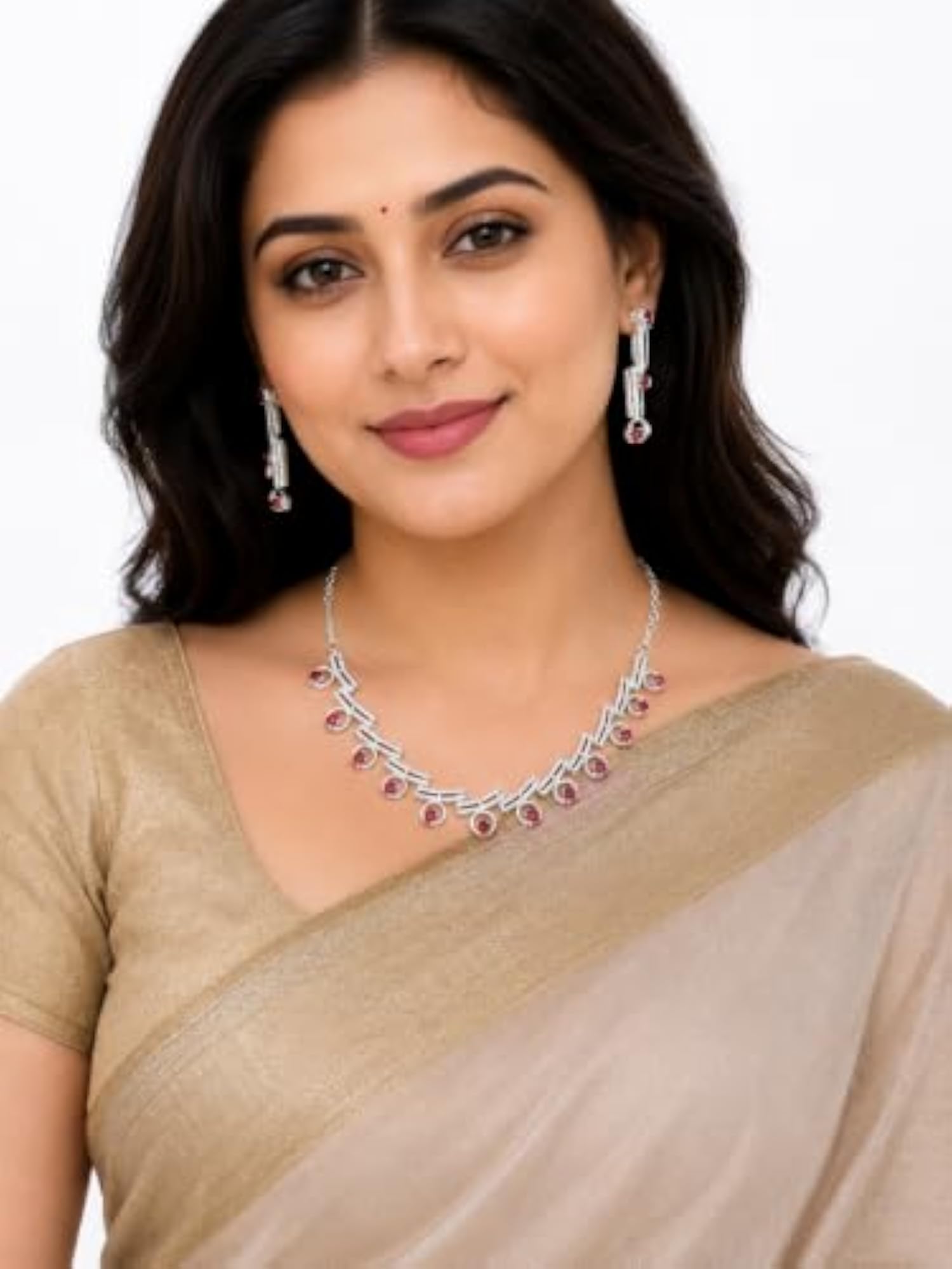 Stone Necklace Set with Earrings for Women and Girls