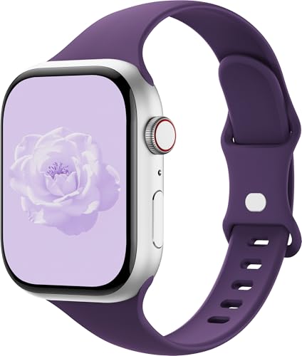 Image of Thin Silicone Band Compatible with Apple Watch 41mm 38mm 40mm 46mm 45mm 42mm 44mm, Slim Narrow Replacement Sport Strap Wristband for iWatch Series 11 10 9 8 7 6 5 4 SE Ultra 3 2 1 Women Men