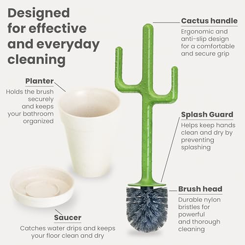 Brosse WC Vigar Cactus avec pot et manche extra long vert - 4