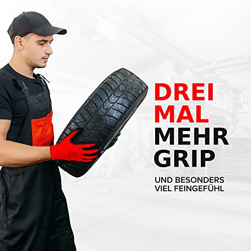 Foto von WOLFSFELLER 10 Paar robuste & komfortable Handschuhe Arbeitshandschuhe Herren Gr 8 - Arbeitshandschuhe Damen - Gartenhandschuhe Herren - Mechaniker Handschuhe mit Latex Beschichtung