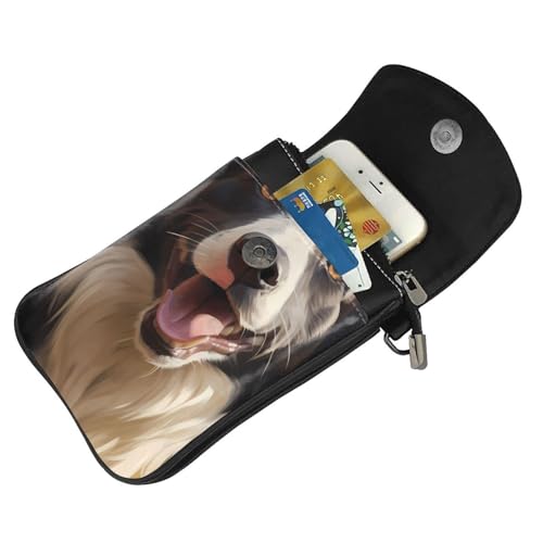 Sac pour téléphone portable Border Collie en cuir synthétique durable