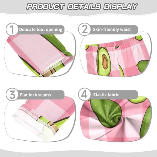 Bolaz Toddler Girls Leggings Printed Yoga Pants Leggings Pink Checkered Avocado for Kids3