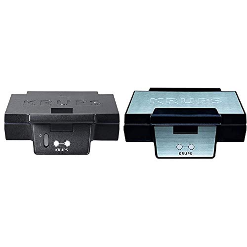 Krups FDK452 Sandwich Toaster & Waffeleisen FDK251 | Doppelwaffeleisen | 2 Belgische Waffeln gleichzeitig | Antihaftbeschichtete Platten (Leichte Reinigung) | Für rechteckige Waffeln | 850W