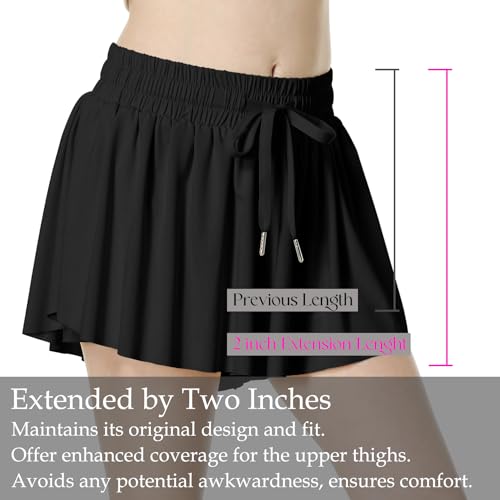 Two Inches Extended Butterfly Shorts Girls Flowy Shorts, 2-in-1 Youth Girls Athletic for Fitness, Running, Sports2
