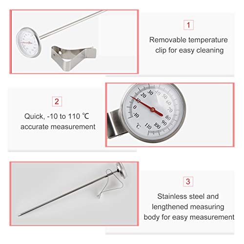 DECDEAL Termômetro expresso para bebidas termômetro de espuma com leitura instantânea de clipe