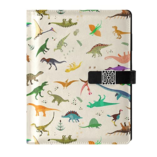 SoreSore システム手帳 A5サイズ 恐竜 アニマル 動物柄 可愛い かわいい メモ手帳 ノート手手帳 PUレザー 6穴リング リフィル付き ビジネス手帳 スケジュール手帳 カード ペンホルダー 日記帳 オフィス 就職 進学 プレゼント