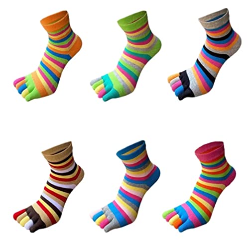 靴下 冬 暖かい 面白いレインボーパターンのコットントゥソックス6足組、カラフルな5本指ソックス、ランニングソックス 靴下 メンズ レディース 靴下 冬 暖かい 面白いレインボーパターンのコットントゥソックス6足組、カラフルな5本指ソックス、ランニングソックス 靴下 メンズ レディース