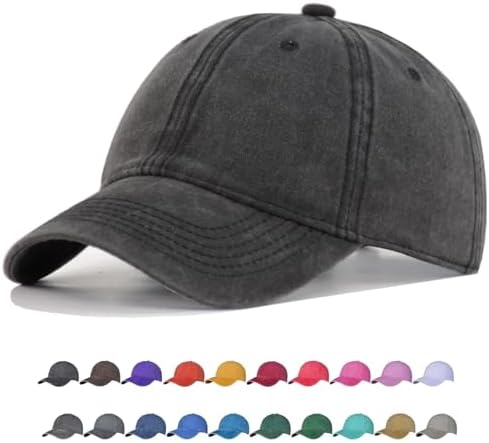 TSSGBL Vintage Cotton Washed Baseball Cap S to XXL Unstructured Low Profile Adjustable Distressed Dad Hat for Men Women