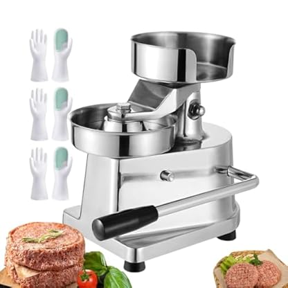 QUSYZD Hamburger-Patty-Maker 4″/5″/6″, Manueller Fleischklopfer zum Plätzchenpressen, Kommerzielle Burger-Presse für Restaurantküchen, mit 500 Stück Patty-Papier und 3 Spülhandschuhen,