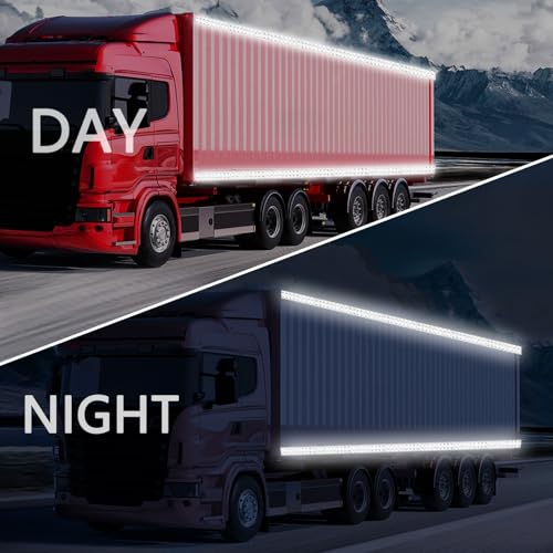 Image of Reflective Tape 2 inch x40ft Fluorescent White, DOT-C2 Waterproof Reflective Stickers & Reflector Tape with Strong Adhesive for Trucks, Trailers, Motorcycles, Bikes, Outdoor Safety