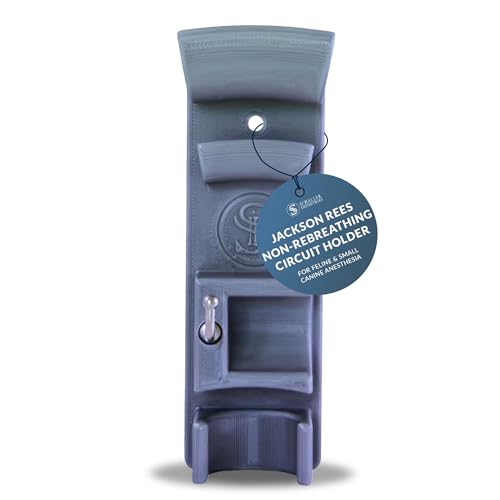 Image of S I Veterinary Modified Jackson Rees Circuit Wall Holder - Mapleson F Non-Rebreathing Circuit Storage, Coiled Hose Management, Damage-Free Command Strip Mount, For Veterinary Use Only (Silver)