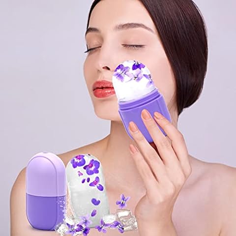 Ice Roller for Face, Coldairsoap Facial Massager Eye Roller Ice Mold Neck Anti Aging Natural Skin Care Portable Gua Sha Tool Face Beauty Brighten Skin/Remove Fine Line/Reduce Acne/Shrink Pores(Purple) Cover