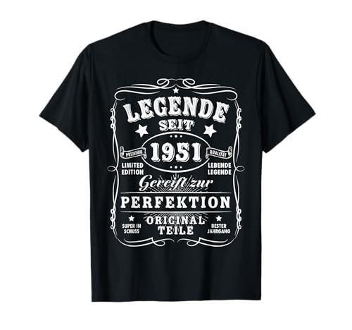 1951 Geburtstag Mann 75 Dekoration Lustig 75er 75 Geburtstag T-Shirt
