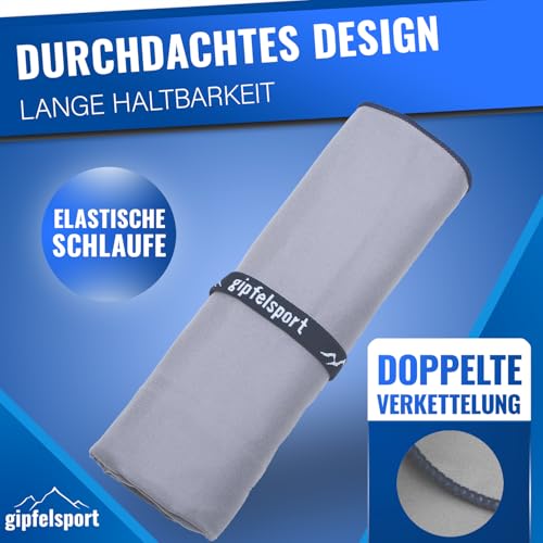 gipfelsport Mikrofaser Handtuch - Microfaser Handtücher Set, Strandtuch, Badetuch I groß, schnelltrocknend I für Sport, Beach, Reise, Outdoor, Camping I leicht, dünn, klein I 200x90cm I Grau