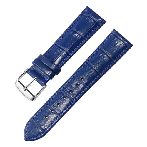 Bracelet de montre en cuir véritable LUGEMA boucle aiguille bleu 20mm