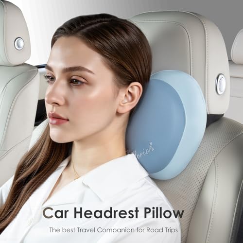 Image of FLORICH Lumbar Support with Car headrest Back Pillow for Chairs Headrest Pillow for Car Ergonomic Ultrathick Memory Foam Back Pillow for Office Chair (Blue)