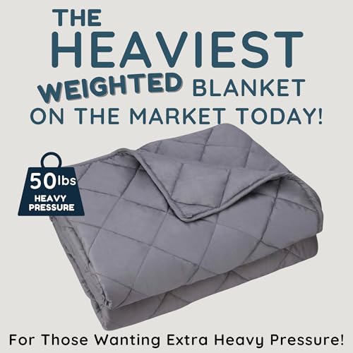 Image of Homesmart 50 lbs Weighted Blanket Queen Size, Extra Heavy Blanket for Adults, Ultra Soft Fabric, 92x88, Grey