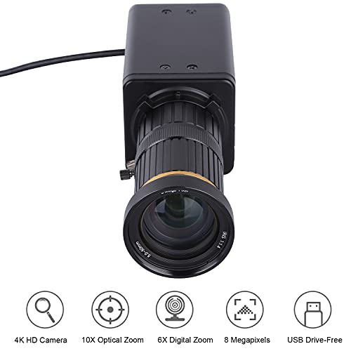 Hosioe Câmera 4K HD Câmera do computador Câmera Web 8 megapixels Zoom óptico de 10X Grande angular d