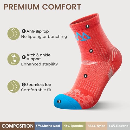 innotree 5 Pack Women's Cushioned Hiking Walking Running Socks, Quarter Ankle Socks