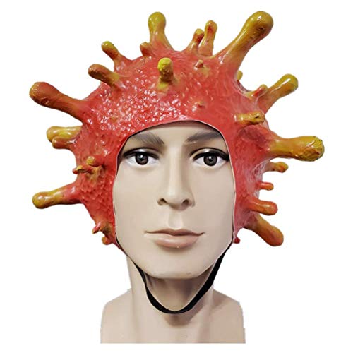 barsku Casque De Virus en Latex Dhalloween, Masque De Cosplay Drôle Respirant Accessoires De Peur Décoration De Costume pour Les Vacances Fête De Noël Bar Divertissement Déguisement
