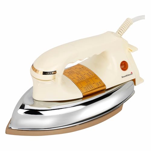 Sunblaze Golden Plancha 1000W Compact And Heavy-Weight Electric Iron Press For Clothes Fasting Heating | Non-Stick Coated | Comfortable Handgrip Different Temperature Setting for Different Fabrics