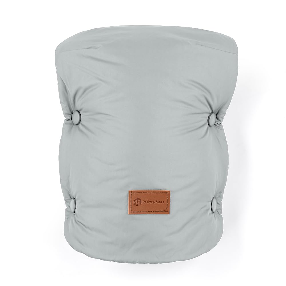 Petite&Mars JIBOT - Coprigambe universale con muffole, passeggino, carrozzina, seggiolino auto, letti, grigio, impermeabile, caldo, antivento