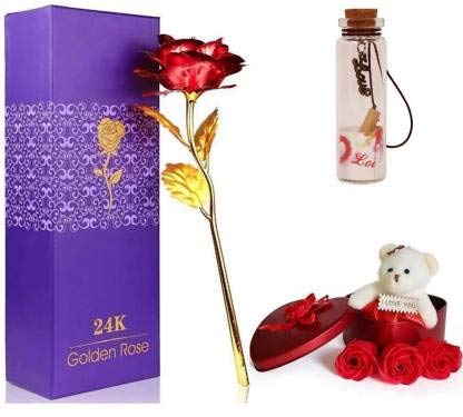 Artificial Flower, Soft Toy, Message Pills Gift Set.