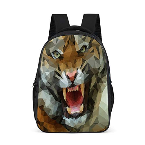Preisvergleich Produktbild QVOOD Kinderrucksack Schulrucksack Geometrischer Mosaiktiger Kinder-Rucksack Kindergartentasche Kindergartenrucksack Mode Büchertasche für Kinder Grey l32*w18*h42cm