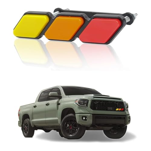 Image of 1 PC Car Slotted Grille with Three Color Markings, 4.72 inch x 0.98 inch Thickened Center Grille Personalized Markings, Modification Accessory, for Toyota Tacoma 4runner Tundra (Yellow & Orange & Red)