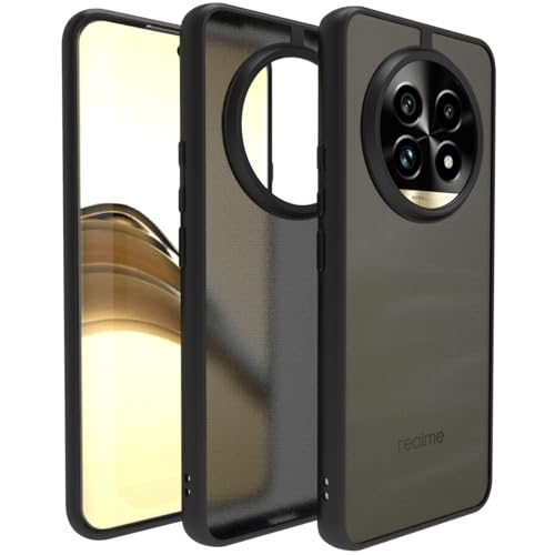 Image of RIGGEAR Shockproof Sleek Hybrid Armor Back Cover Case Compatible with Realme 13 Pro, Realme 13 Pro Plus 5G (Smoke Black Matte PC + Black TPU Bumper)