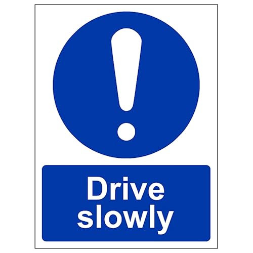 Panneau de sécurité réfléchissant V Safety Drive Slowly en alu 450x600mm