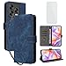 IUQXU for ZTE Blade V70 Vita/V70 Design Wallet Phone Case with Screen Protector [RFID Blocking] Leather Card Holder Kickstand Women Men Cell Phone Case for Nubia V 70 Design ZTE Blade V70Vita Blue