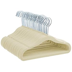 Amazon Basics – Baby-Kinder-Kleiderbügel aus Samt, Beige- 50er-Pack