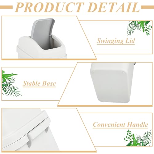 Image of Sumind 2 Pcs 2.6 Gallon Bathroom Trash Can with Swing Lid Small Garbage Can Plastic Bathroom Trashcan Garbage Bin for Kitchen Waste Bedroom Room Outdoor (Pink and Beige)