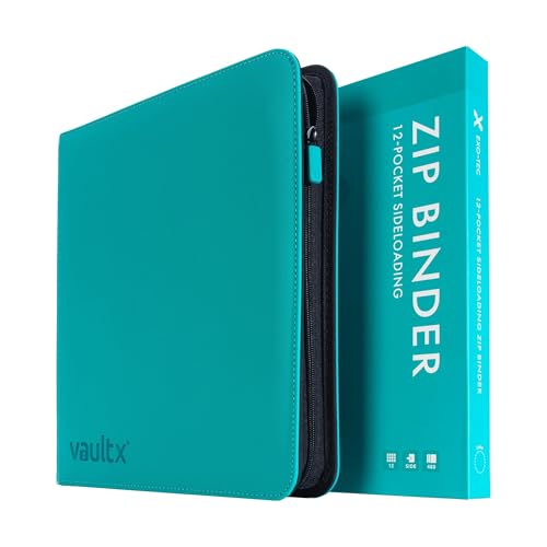 Image of Vault X 12 Pocket Zip Binder, 480 Cards, Exo-Tec Material, 20 Side-Loading Pages (Teal)