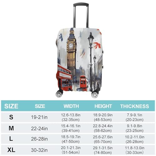 London Luggage Cover, Washable Elastic Suitcase Cover Protector Fit 18-32 Inch Luggage2