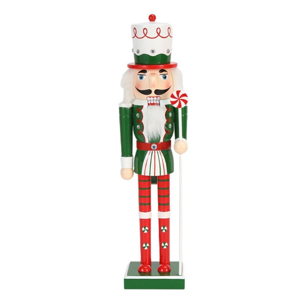 Laspi 38cm Christmas Nutcrackers Hand Painted Wooden King Standing Soldier Puppet Handcraft Party Home Offices Decorations Holiday Party Decoration