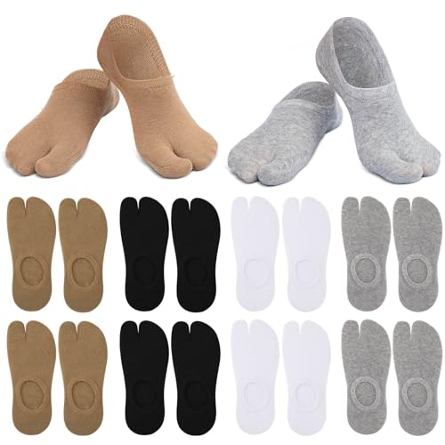 SATINIOR 8 Pairs Tabi Socks Flip Flop Geta Sock Japanese Style for Shoes Wearing Clog and Casual Flip Flop