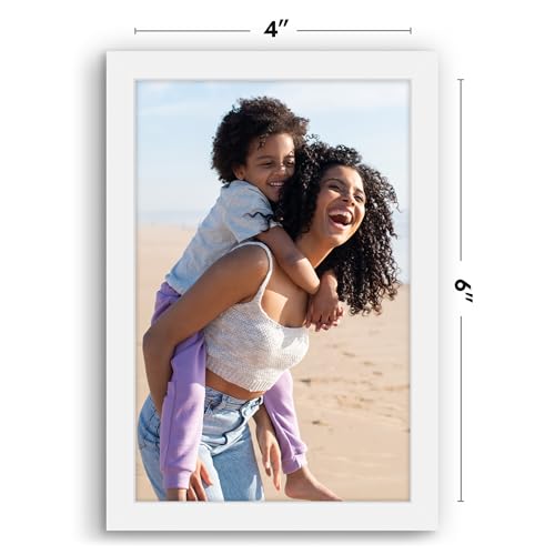 Image of Americanflat 4x6 Picture Frame with Shatter-Resistant Glass - Streamline Collection - Thin Border Photo Frame for Tabletop and Wall Display - Hanging Hardware and Easel Stand Included - White