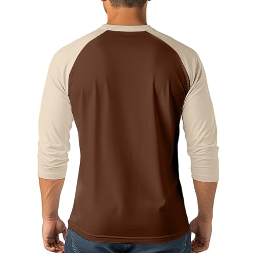Men's Slim Fit Long Sleeve Henley T-Shirt Raglan Sleeve Color Block Baseball Button Down Athletic Gym Top3