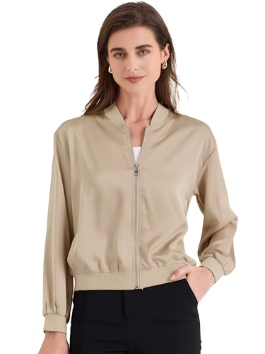 Allegra K Women's Jacket Zip Up Coat Long Sleeve Outerwear Casual Lightweight Top