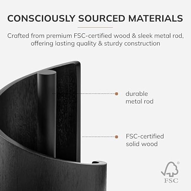 Anji Mountain Paper Towel Holder Countertop with Mango Wood Round Base and Iron Holder,Holder Stand for Kitchen Roll Organize,Wooden Paper Towel Holder for Kitchen Dining Table Home Decor