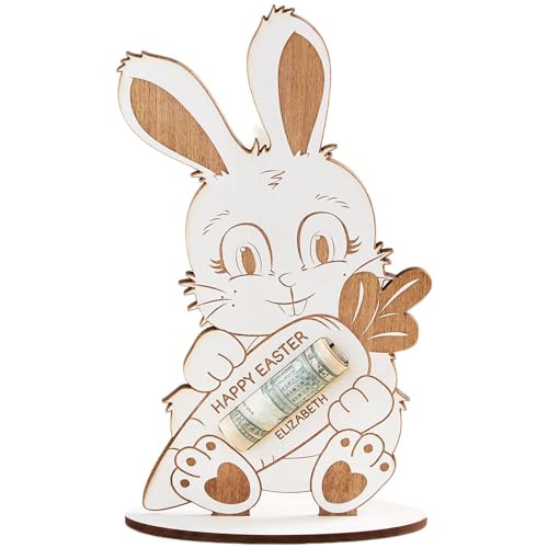 Personalization Universe Easter Bunny Wood Money Holder - Whitewash