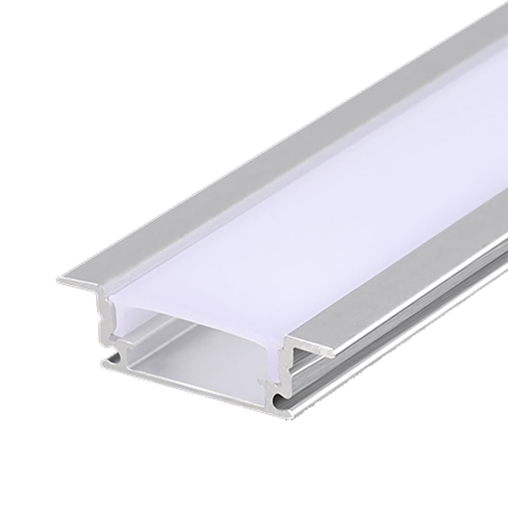 RISHORI 3.3FT/1M LED Channel Aluminum U Shape with edge Silver LED Strip Diffuser Channel with Milky White Cover Easy Installation,18mm*07mm with edge
